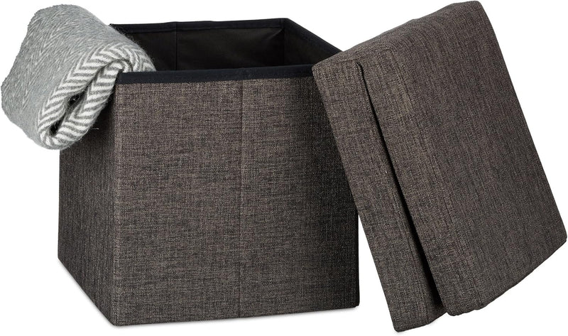 Relaxdays Faltbarer Sitzhocker mit Lehne HBT 73 x 38 x 38 cm stabiler Sitzcube mit praktischer Fussa