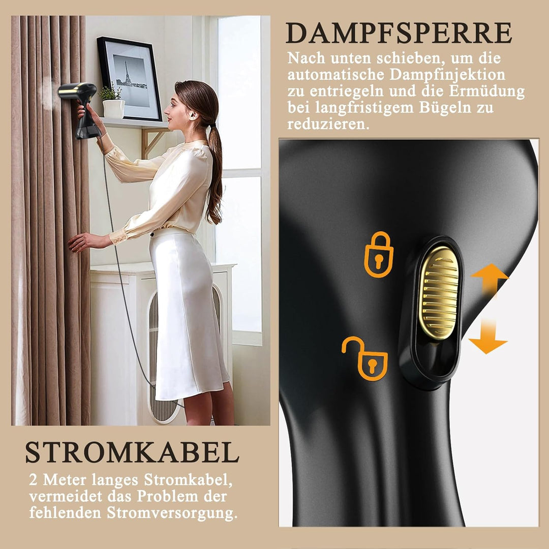 COVACURE Dampfglätter Bügeleisen Steamer - 1500W Dampfbügeleisen mit 300ml Wassertank, 20s Schnellau