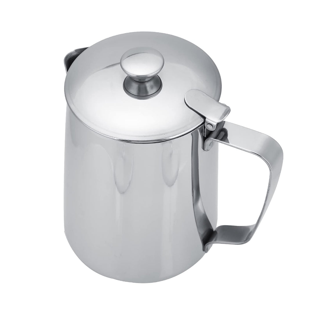 Edelstahlbecher, Edelstahl-Kaffeetasse, Becher, Milchaufschäumkrug, mit Deckel für Latte-Kaffee (100