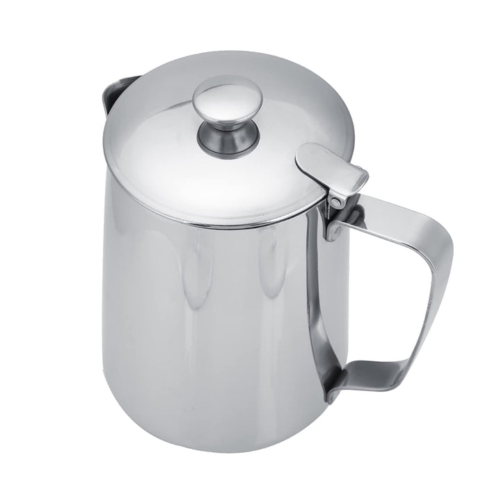 Edelstahlbecher, Edelstahl-Kaffeetasse, Becher, Milchaufschäumkrug, mit Deckel für Latte-Kaffee (100