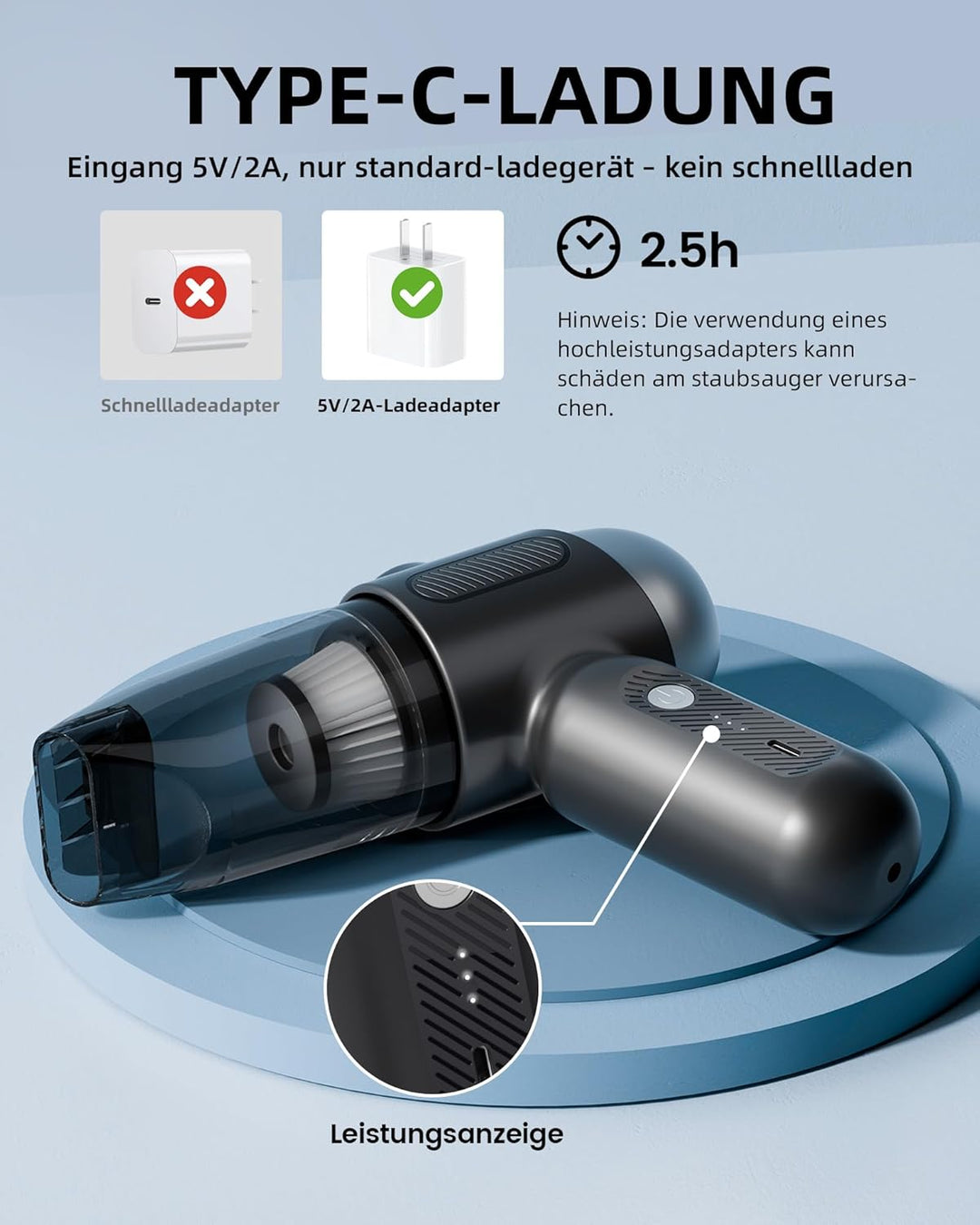 Handstaubsauger Akku 4-in-1,12KPA Handstaubsauger Kabellos,Auto Staubsauger Stark,2-Gang Autostaubsa