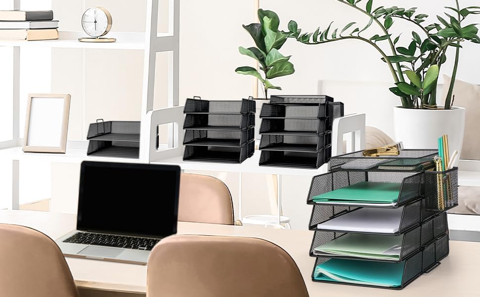 EXERZ Briefablagen 2tlg/ Papiersortierer/Schreibtisch multifunktionaler Organiser/Dateihalter für Bü