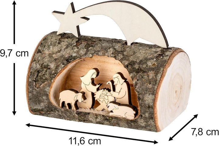 MaMeMi Must-Have für Weihnachten - Krippe aus Südtirol/Tischkrippe/Kompaktkrippe Holzstamm, Holzstam