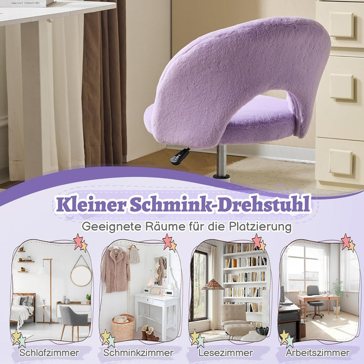 Bonnlo Homeoffice Stuhl, Schreibtischstuhl, Schminktisch Stuhl, Bürostuhl ohne Armlehnen, Drehstuhl