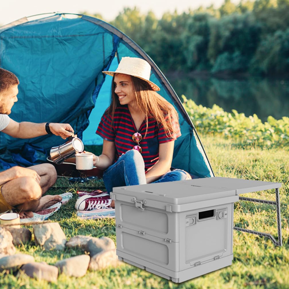 Beolur 2-in-1 Klappbox mit Tisch – Faltbare Aufbewahrungsbox mit ausziehbarem Tischplatte, tragbar f
