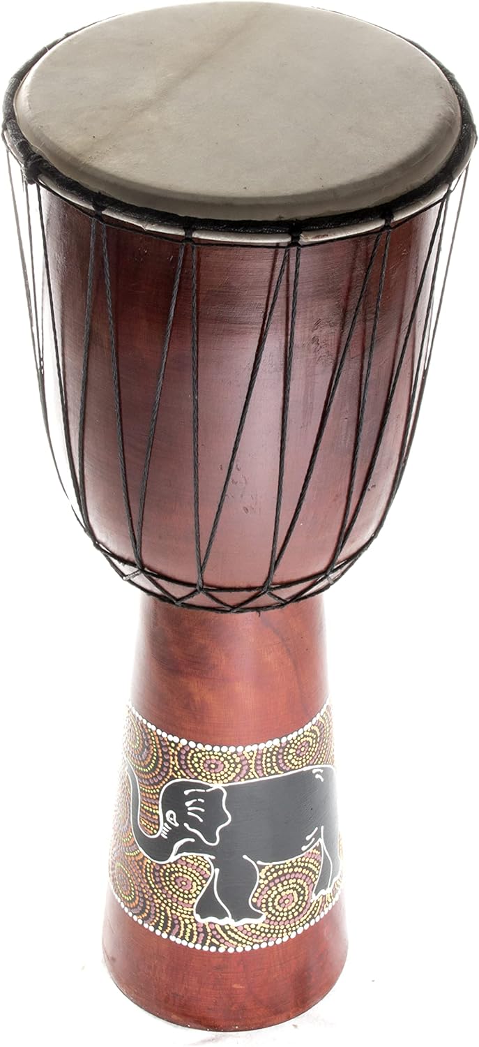 50cm Djembe Trommel Bongo Holztrommel Drum Darbuka Guter Klang Elefant Bemalt