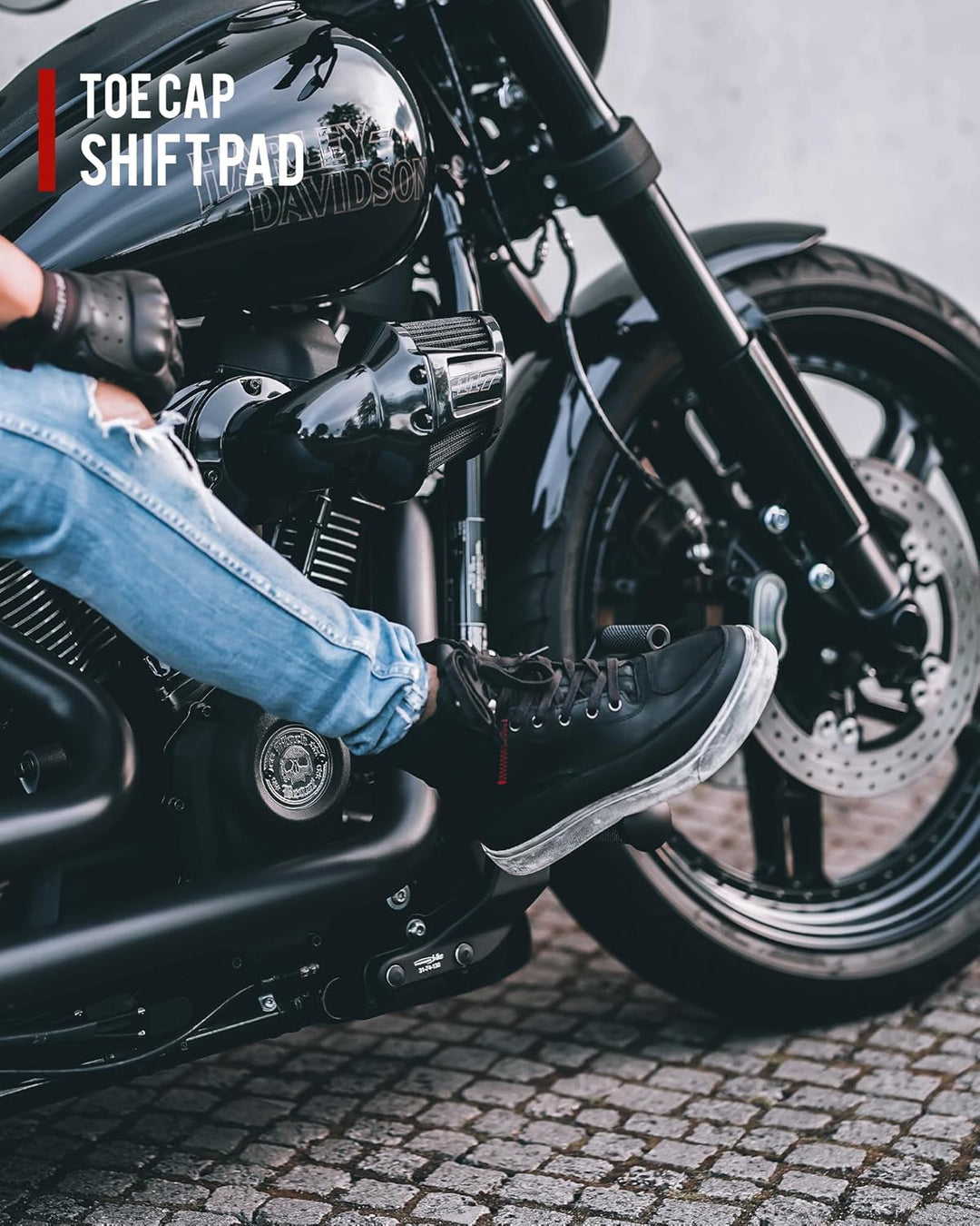 Motorradschuhe Herren Motorradstiefel Leder Männer mit seitlichem Reissverschluss Knöchelschutz Anti