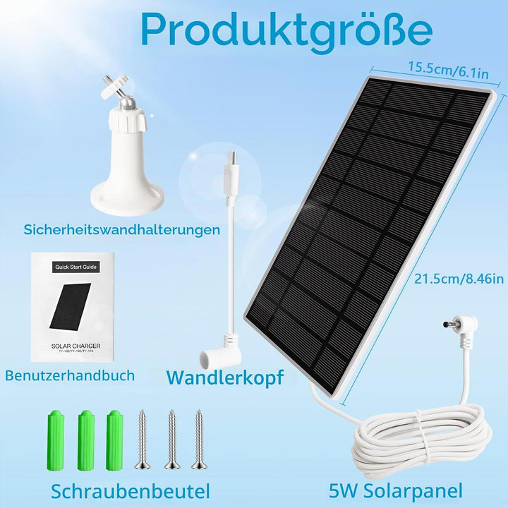 LURICO Solarmodul für Ring Kamera,6W Kamera Solarpanel Kompatibel mit Ring Spotlight Cam/Pro/Plus un