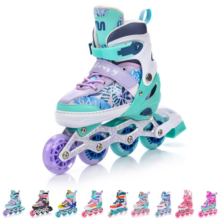 meteor verstellbare 4‑in‑1 Kinder Inline-Skates – Rollschuhe Inliner Schlittschuhe – ABEC‑7 PU‑Räder