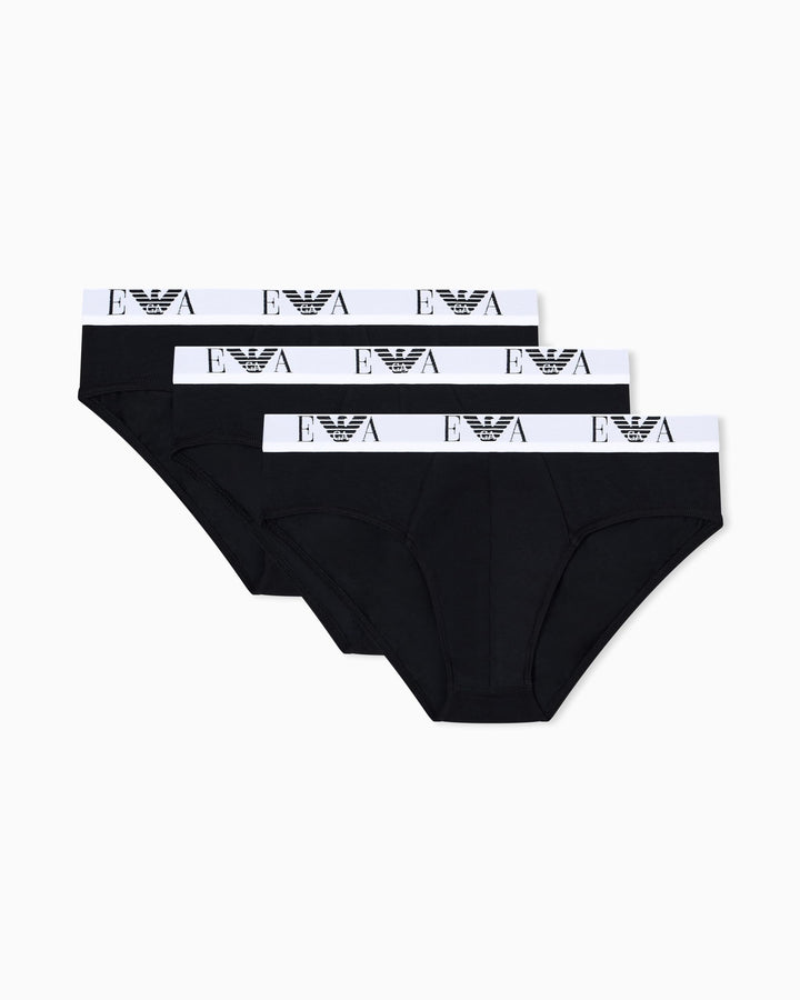 Emporio Armani Herren Bold Monogram 3-Pack Brief Slip S Schwarz/Schwarz/Schwarz, S Schwarz/Schwarz/S