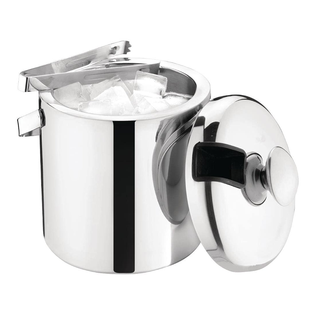 Olympia Eiskübel mit Deckel und Zange, 1,23 Liter, Edelstahl, hochglanzpoliert, Schwenkgriff, integr