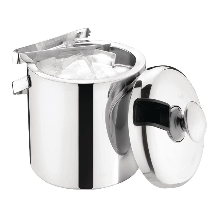 Olympia Eiskübel mit Deckel und Zange, 1,23 Liter, Edelstahl, hochglanzpoliert, Schwenkgriff, integr