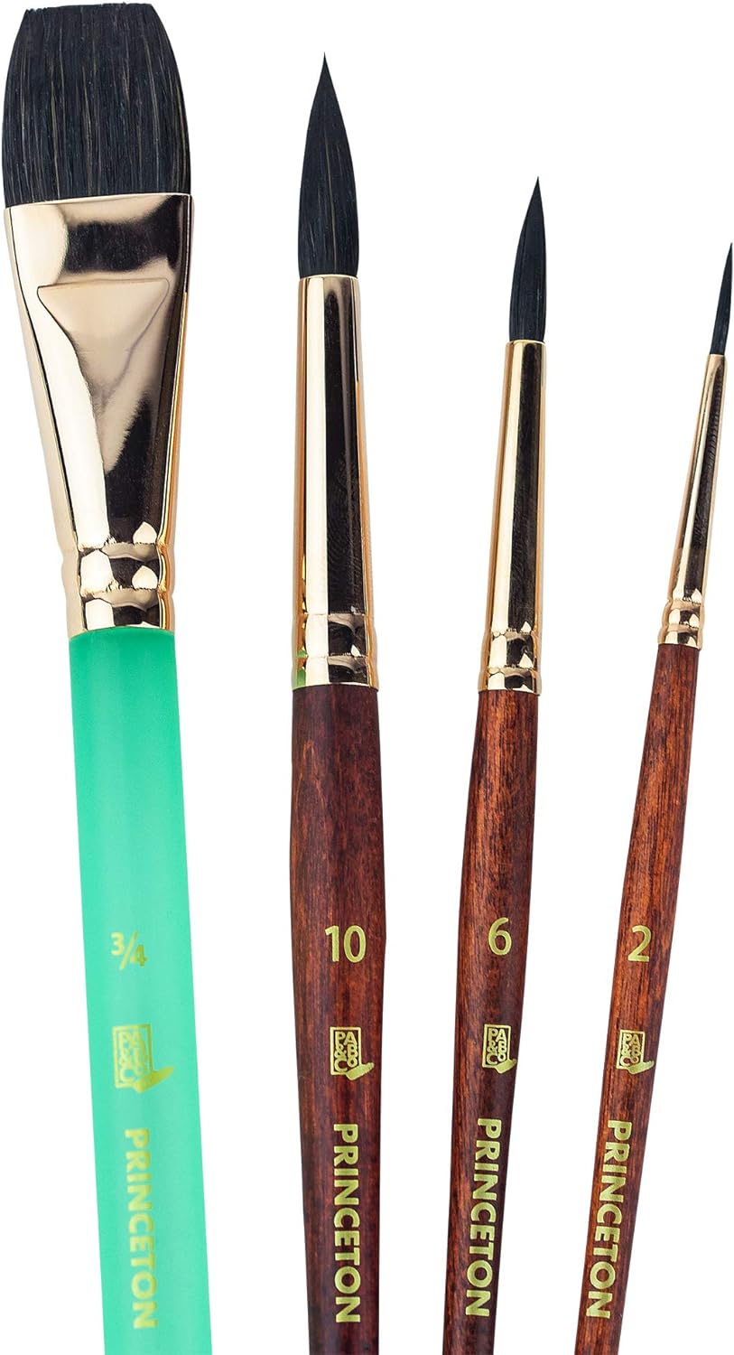 Princeton Neptune 4750 Pinsel-Set für Aquarellmalerei, 4-teilig, weich, synthetisch, Eichhörnchenpin
