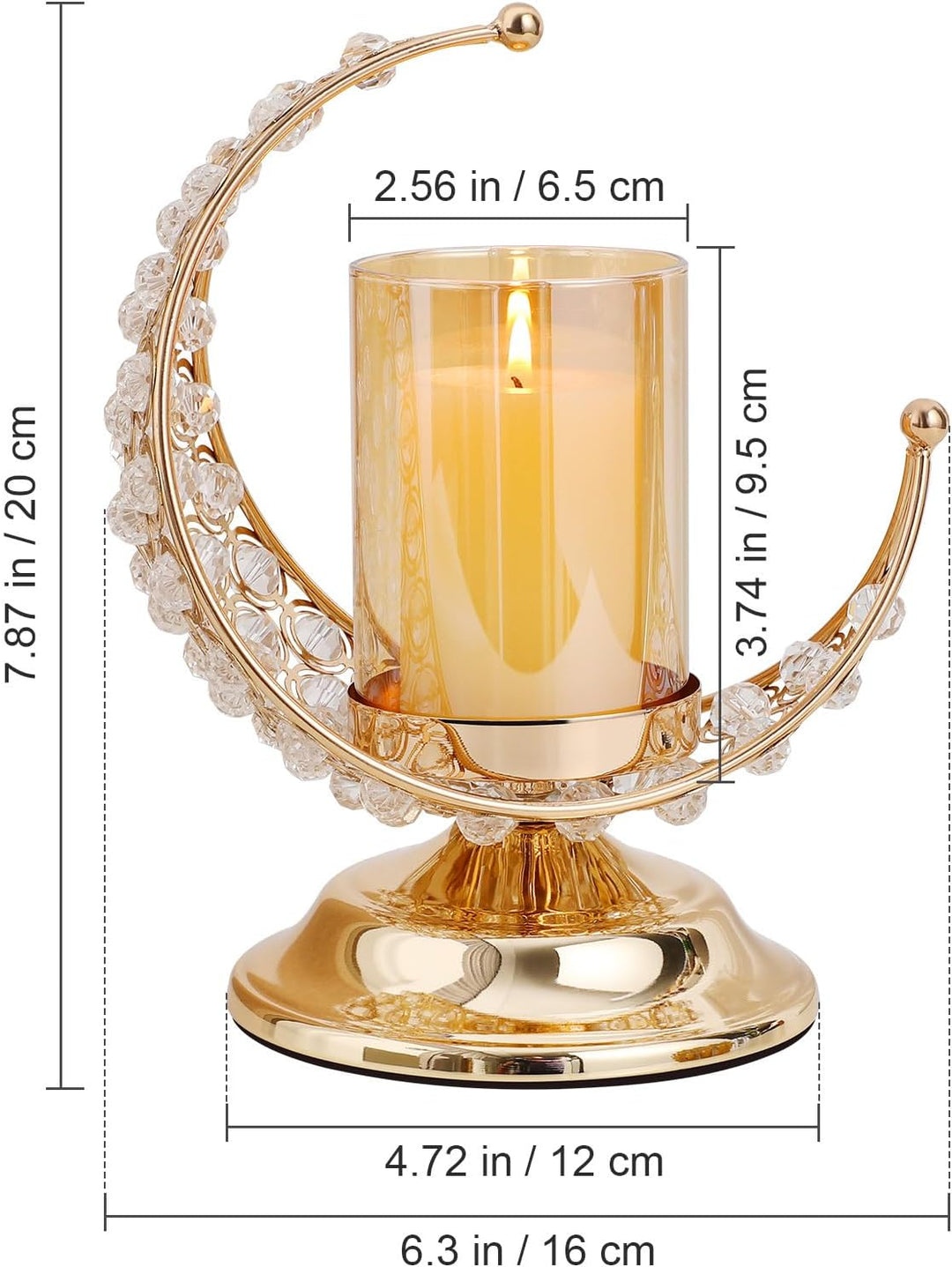 PRETYZOOM Gold Ramadan Kerzenhalter Mond Glas Teelichthalter Arabische Kerzenleuchter Metall Kerzens
