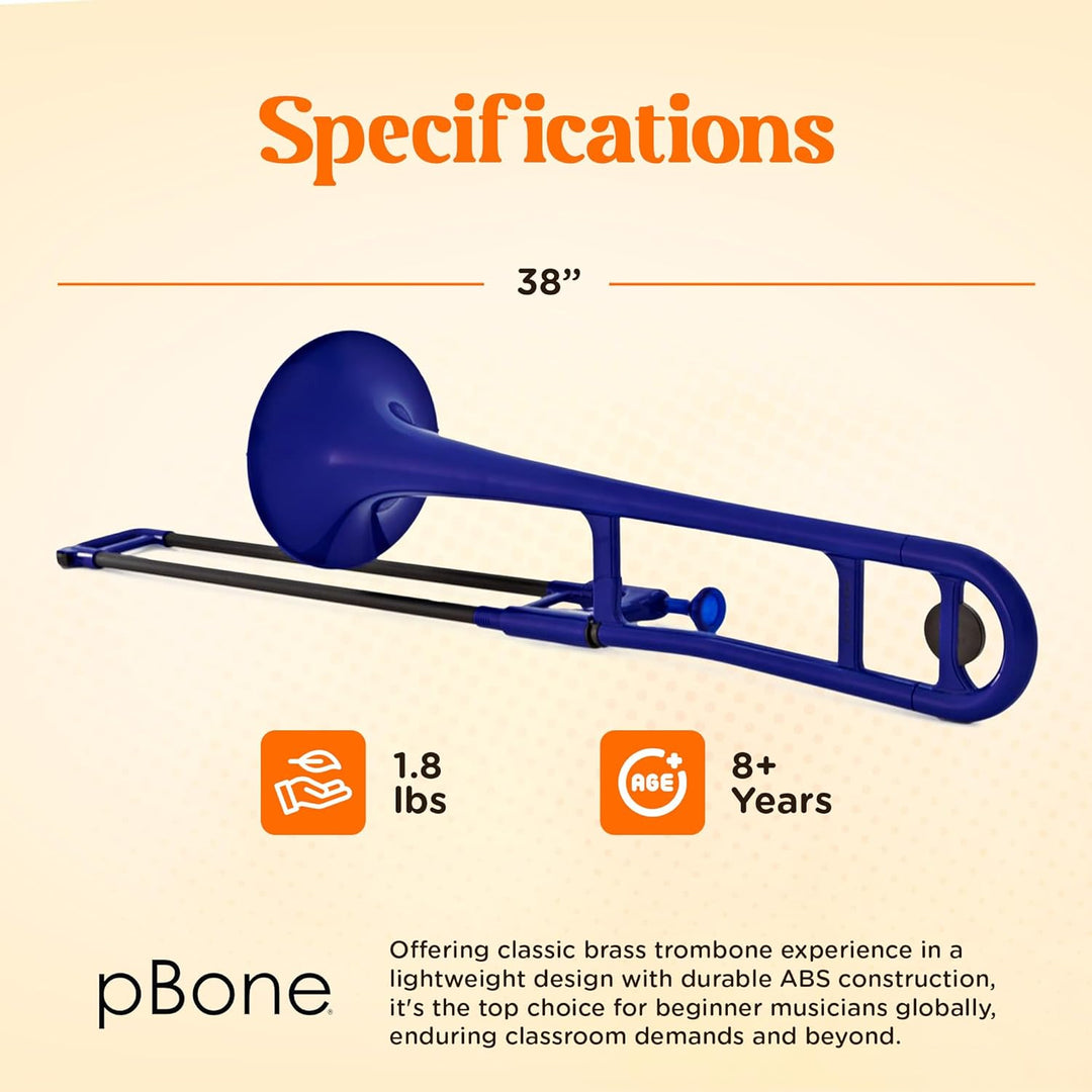 pBone PBONE1-BL Kunststoff Posaune blau mit Tasche und Mundstück