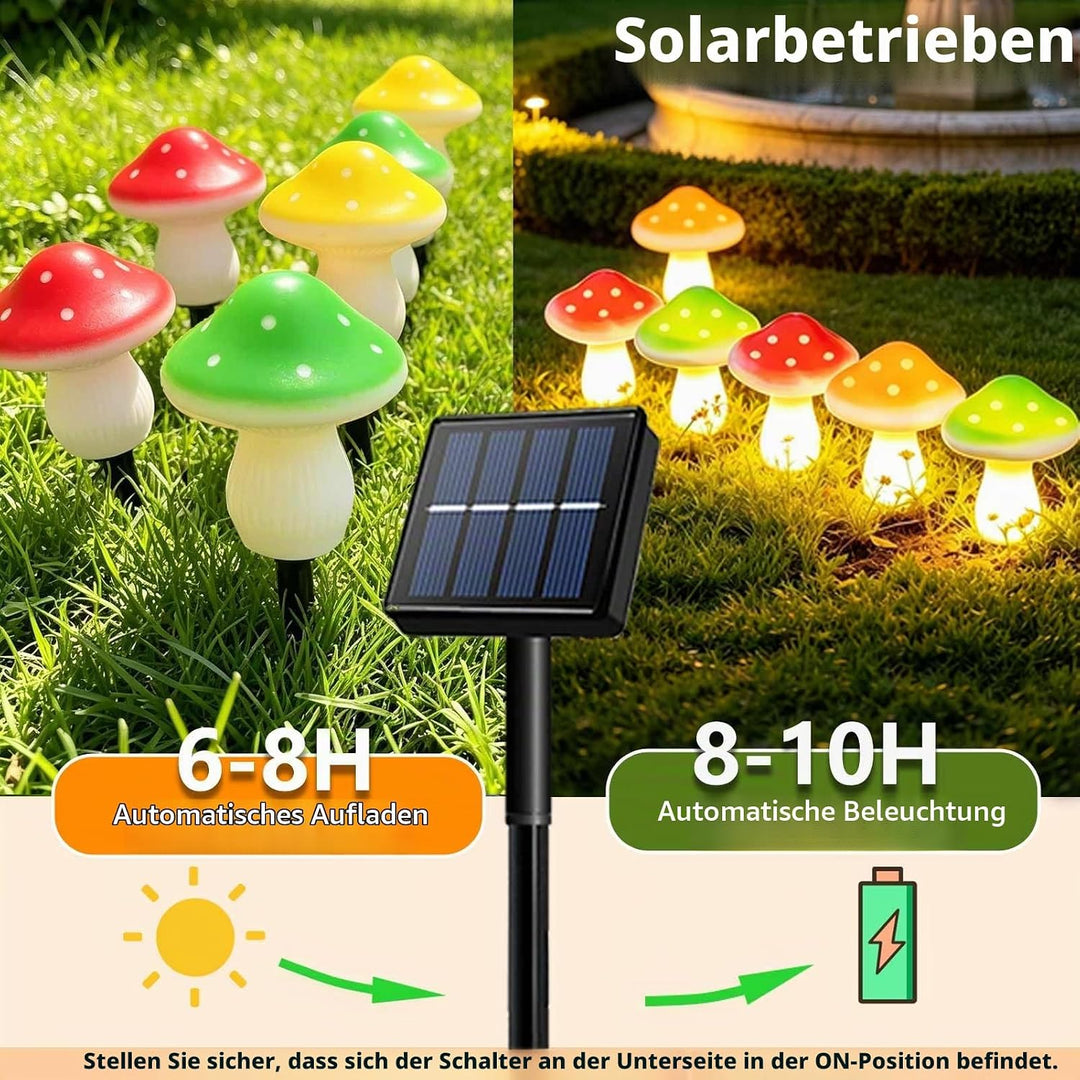 Cozymeow Garten Deko Draussen 6 LED Solar Pilze Deko, 8 Modi Fliegenpilz Wasserdicht solarfiguren fü