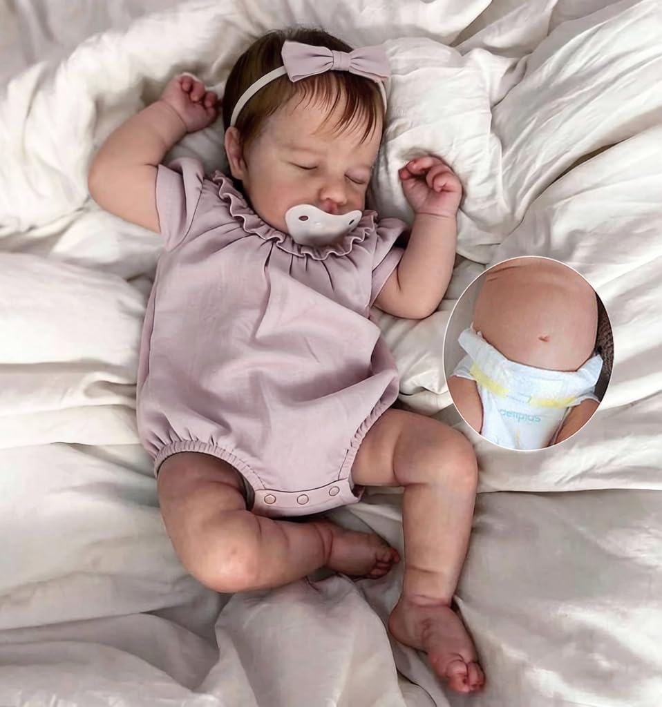 Zero pam Reborn Baby Vollsilikon Lebensecht-50CM Silikon Baby Mädchen, Reborn Puppen Lebensecht, Bab