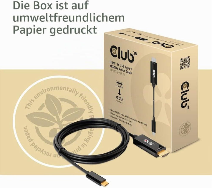 Club3D HDMI™ auf USB-Typ-C 4K60Hz aktives Kabel St./St. 1,8m CAC-1334, CAC-1334
