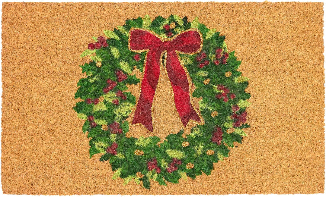 BRUBAKER Weihnachtsfussmatte Adventskranz - Antirutsch Fussmatte für Aussen und Innen - 45 x 75 cm O