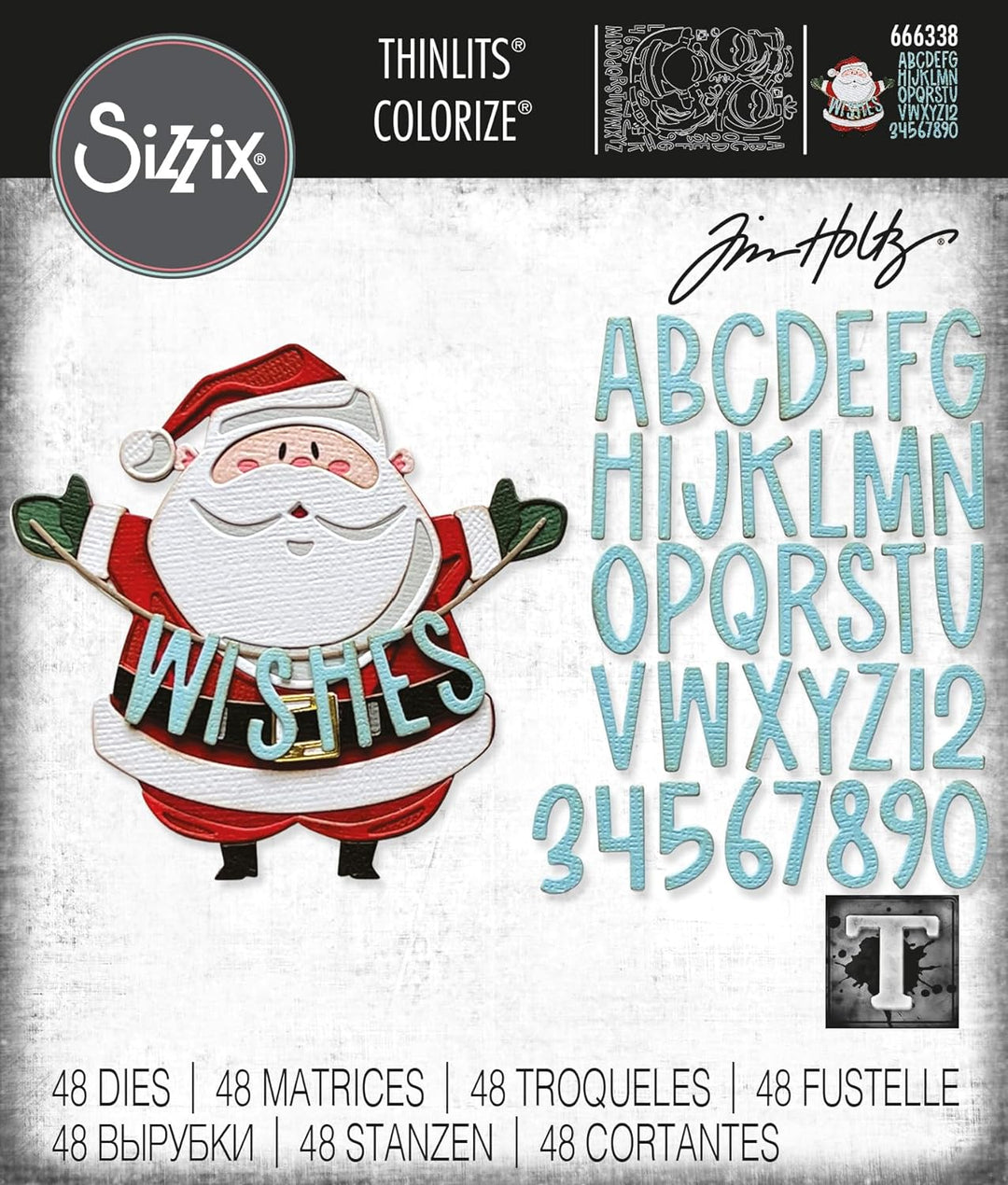 Sizzix Thinlits Set 49er-Pack Santa Greetings Colorize von Tim Holtz | 666338 | Hauchdünne Stanzform