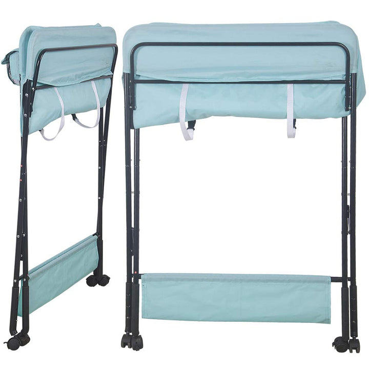 Baby Wickelkombi - klappbare Wickelkommode, mobiler Wickeltisch mit Wickelauflage, Sicherheitsgurt u