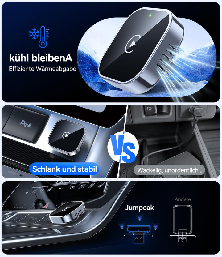Wireless CarPlay Adapter Mini Plug &amp; Play Stabile ohne Verzögerung | Upgrade von Wired CarPlay auf W