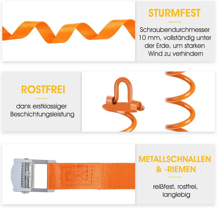 Kamfwert Bodenanker Erdanker für Trampolin, Gartenhaus, Schaukeln | 4 Trampolin Bodenanker Set mit V