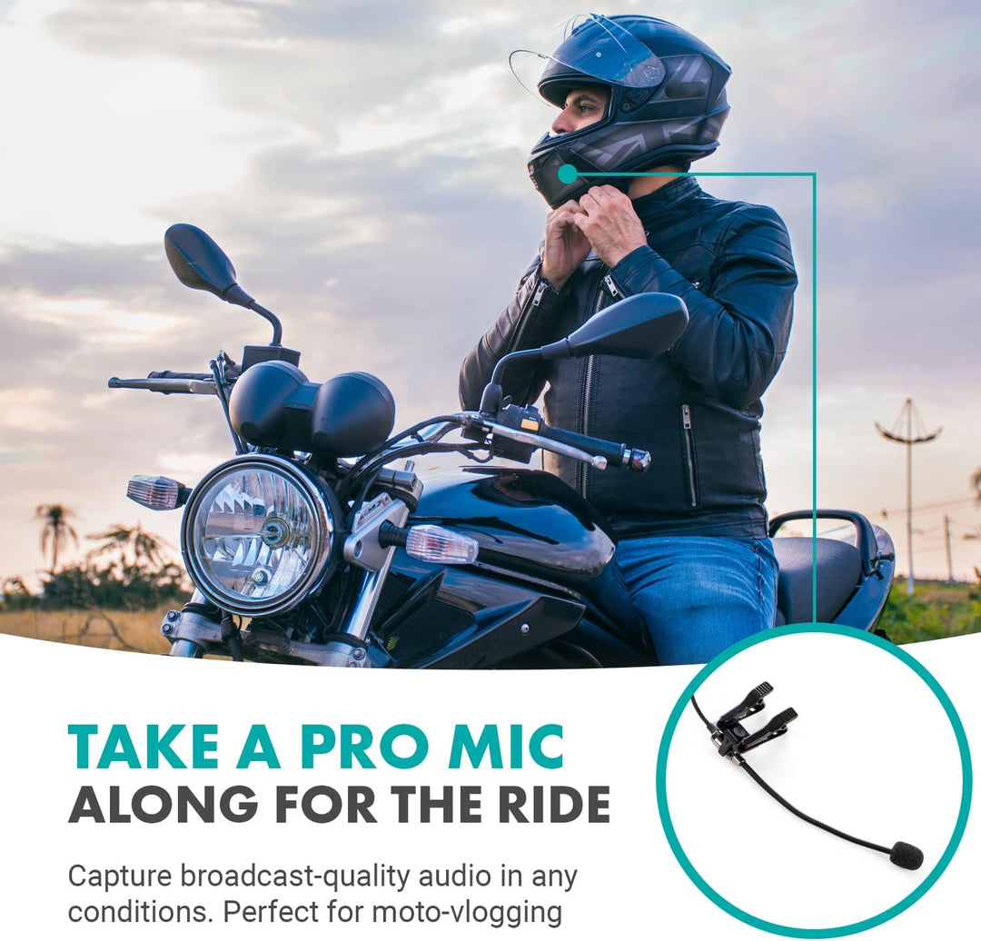 Movo ACM400 Flexibles omnidirektionales Schwanenhalsmikrofon für Motovlogging Moto Vlog Action Cam H