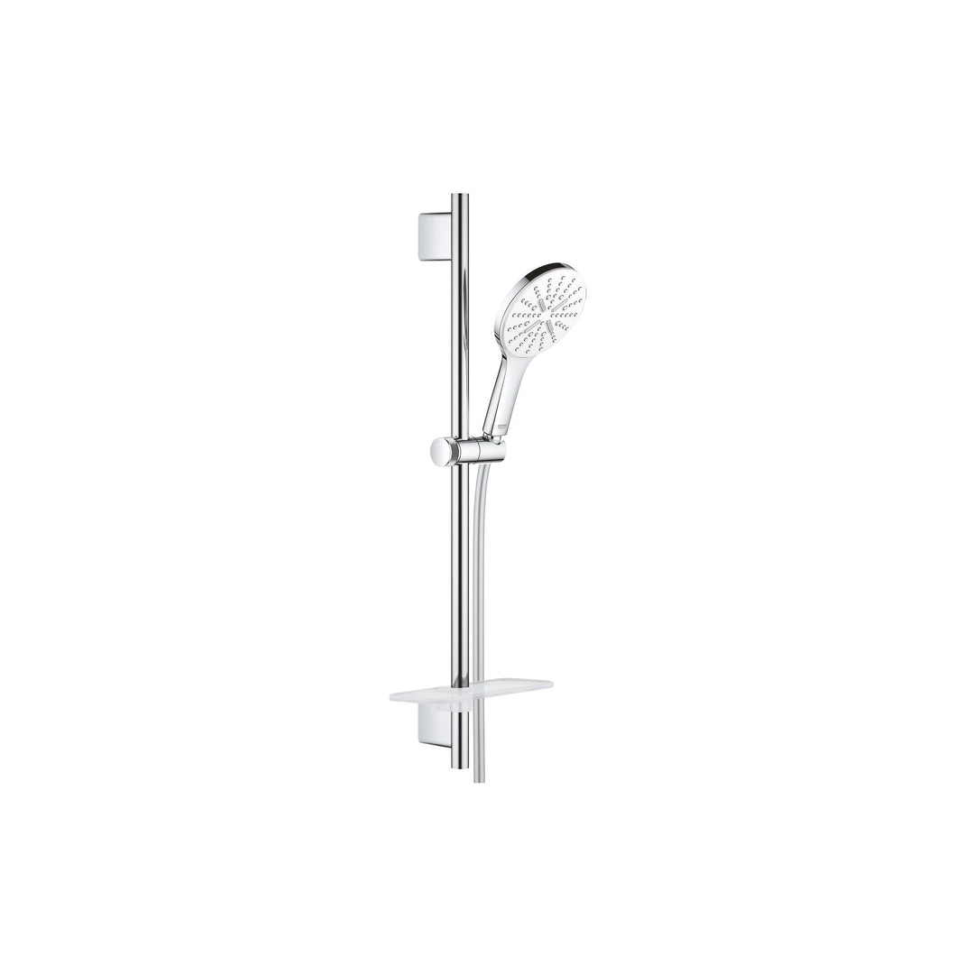 GROHE Rainshower SmartActive 130 - Brausestangenset (wassersparend, 3 Strahlarten, inkl. Duschablage