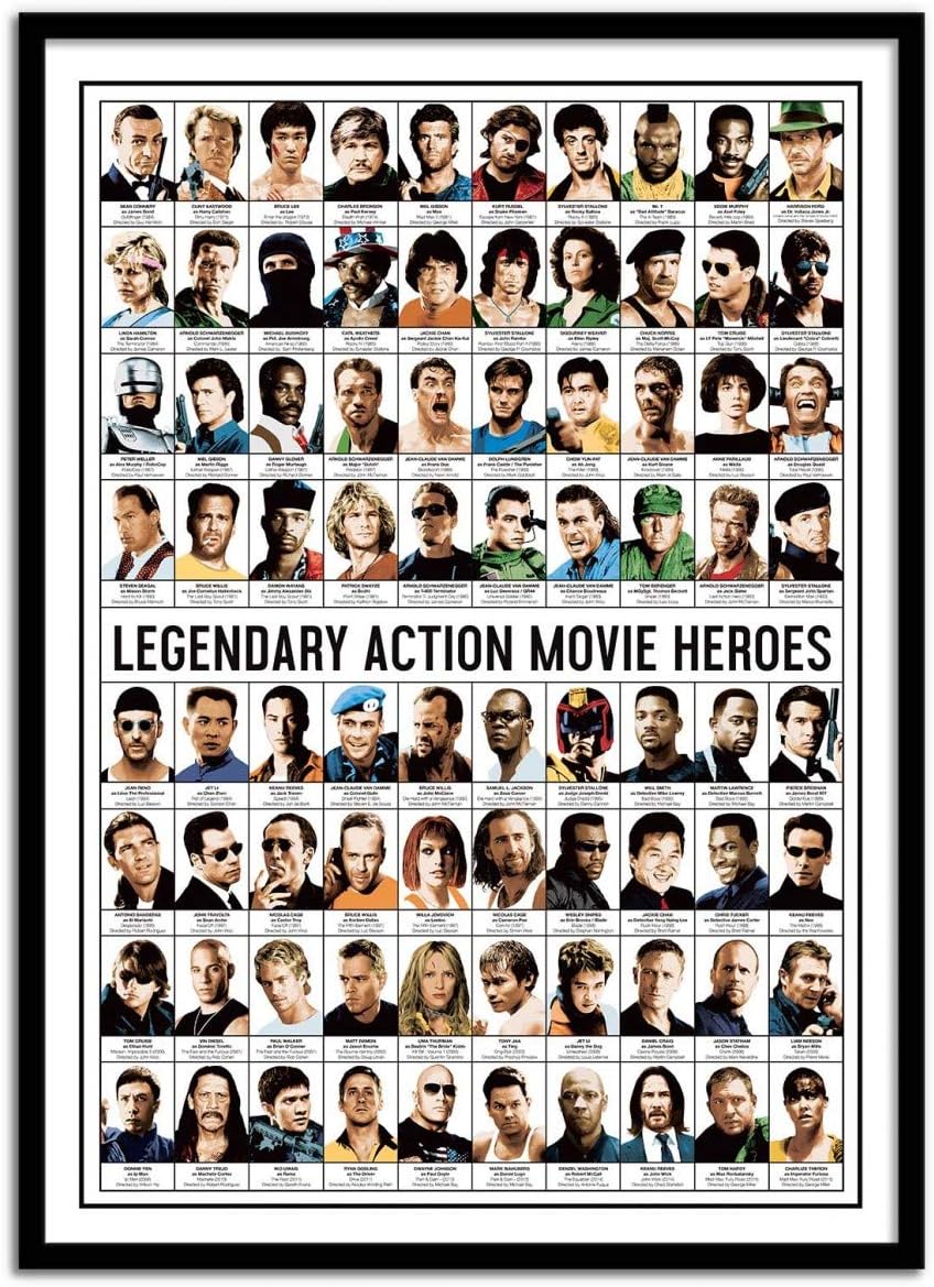Wall Editions Art-Poster - Legendary Action Movie Heroes - Olivier Bourdereau
