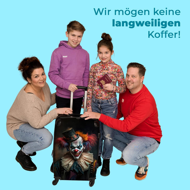 Koffer gross Trolley Rollkoffer Reisekoffer mit 4 Rollen Fotokoffer - Clown - Hut - Kragen - Porträt