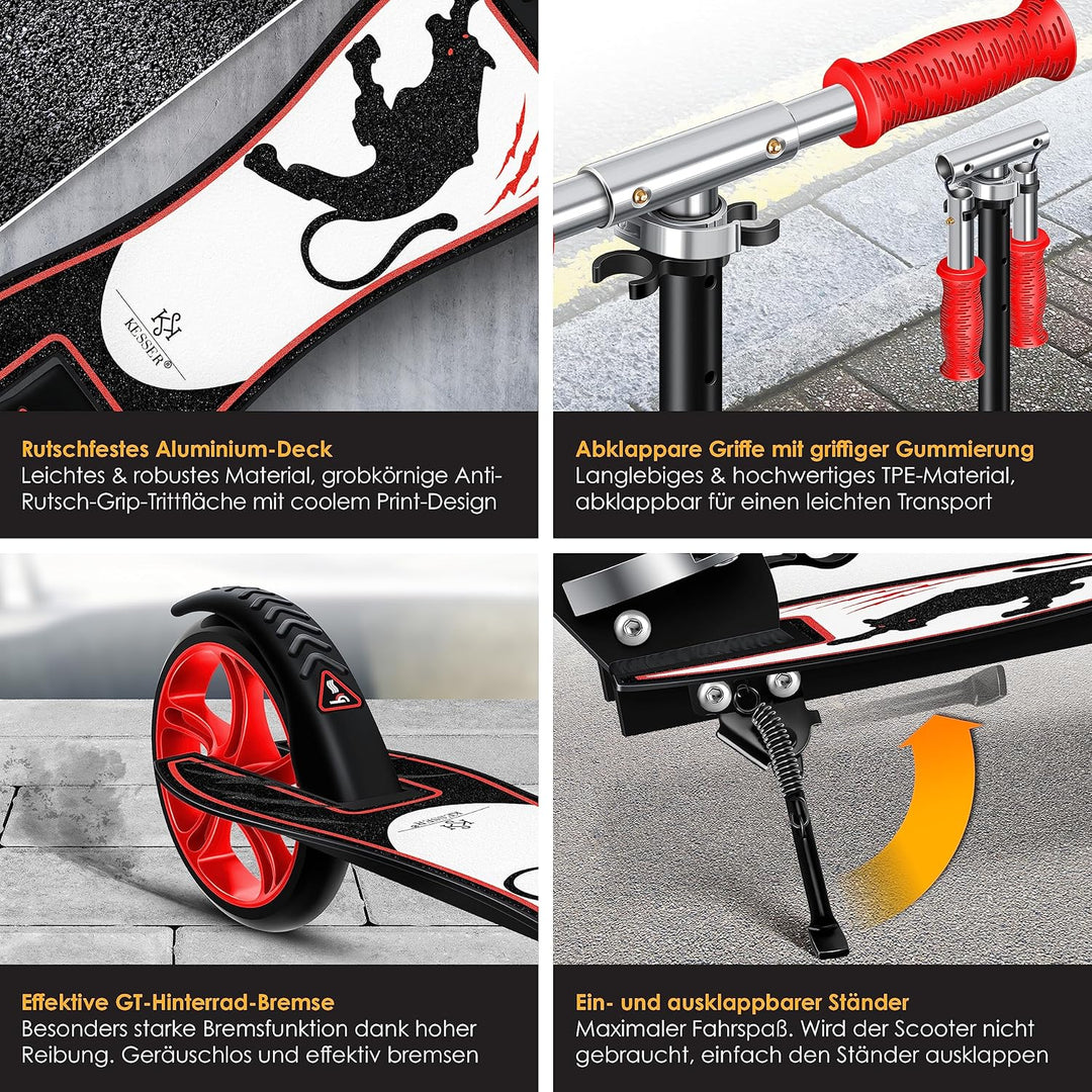 KESSER® Scooter Roller Kinderroller Cityroller Tretroller Kickroller Kickscooter Panther (White), Pa