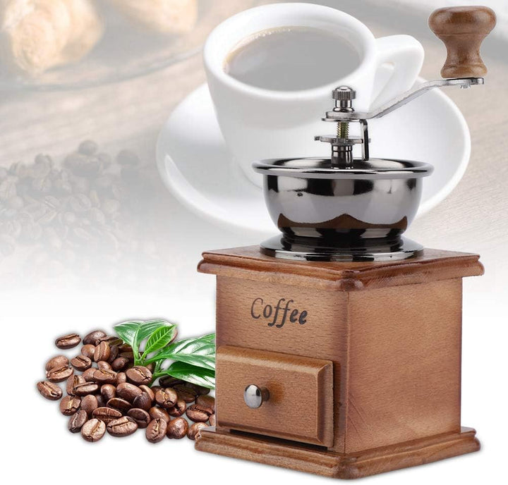 Queen.Y kaffeemühle Manuell, Tragbare Retro-Bohnenmühle mit Holzschublade Manuelle Minimühle für Zuh
