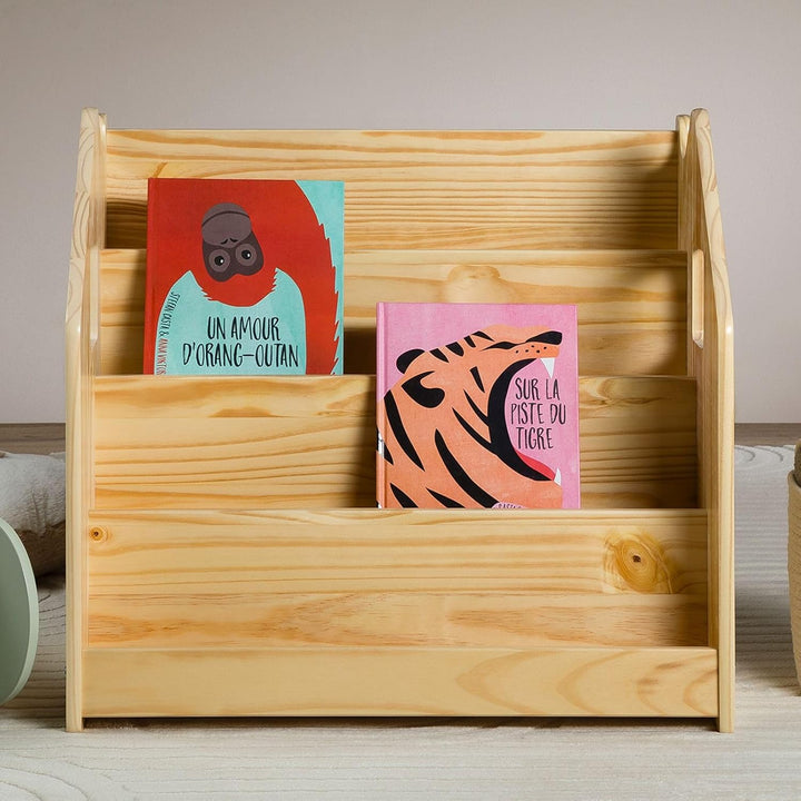 IDIMEX Bücherregal Bruno 4 Fächer aus Massivholz - Natur Montessori Bücherregal für Kinderzimmer, St