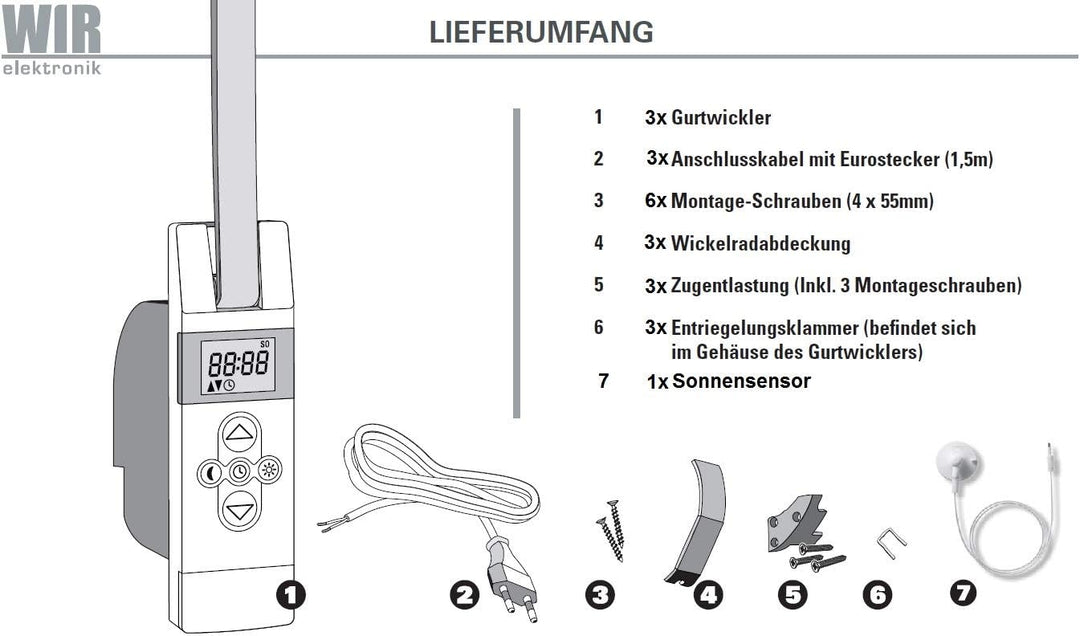 eWickler 3-er Set eW820 Comfort + GRATIS Sonnen- /Dämmerungssensor, 3 Stk. eWickler + Sonnensensor
