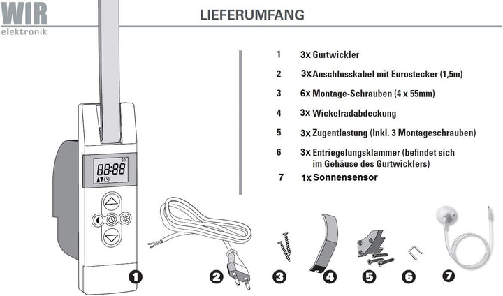 eWickler 3-er Set eW820 Comfort + GRATIS Sonnen- /Dämmerungssensor, 3 Stk. eWickler + Sonnensensor