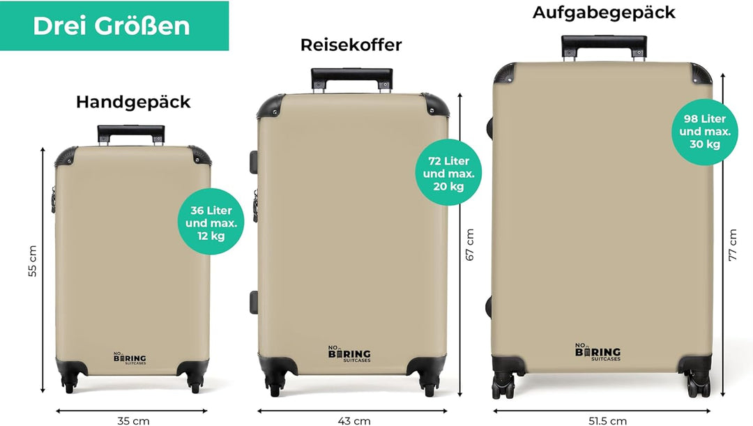 NoBoringSuitcases.com® Koffer XL Gross 77x51.5x28 cm Reisekoffer mit 4 Rollen Leicht Trolley Hartsch