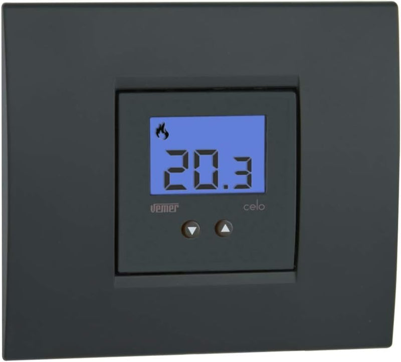 VEMER VE780300 CELO Unterputz Thermostat Kompakt mit LCD Display Stromversorgung 230V AC weiss anthr