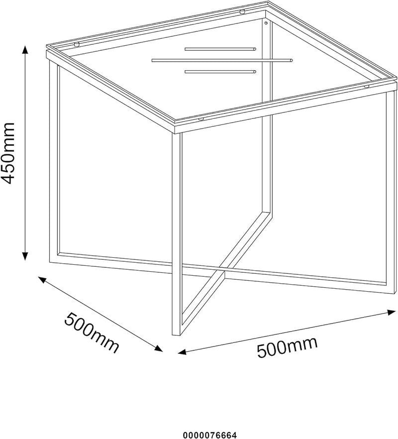 AC Design Furniture Gurli Ecktisch Quadratisch, B: 50 x T: 50 x H: 45 cm, Klar/Chrom, Glas/Metall, 1