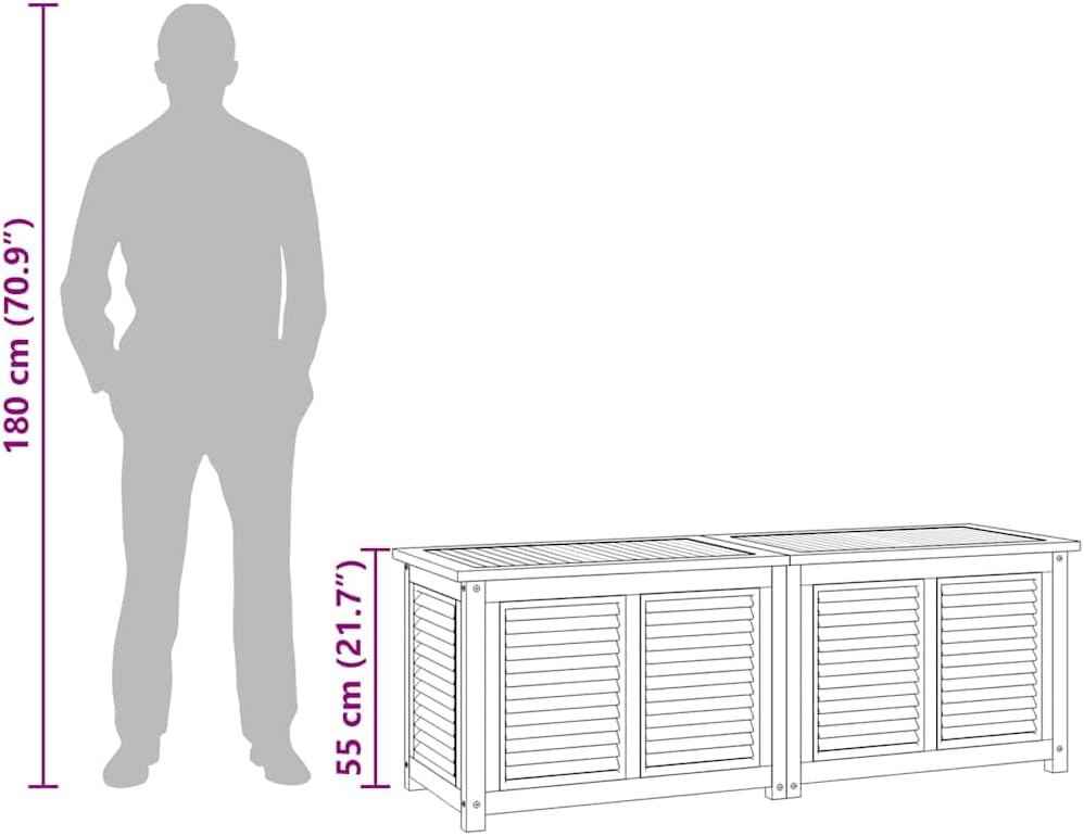 vidaXL Gartenbox, Auflagenbox mit Beutel Stauraum, 150x50x55 cm, Kissenbox Latten-Design, Aufbewahru