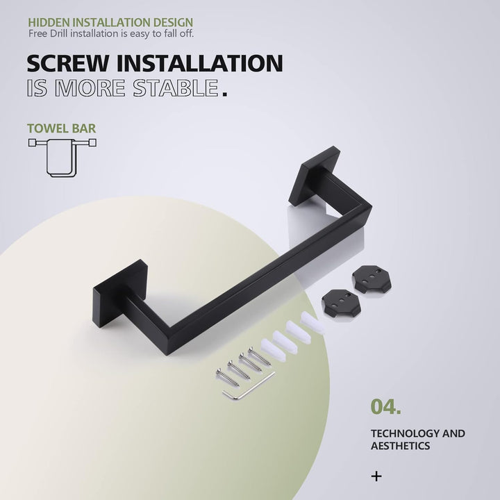 KOKOSIRI B4003BK-L12 Handtuchstange, Handtuchhalter, Wandmontage, SUS304 Edelstahl, Mattschwarz, 30,