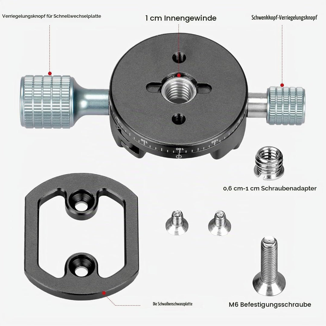 Koolehaoda Panorama Stativkopf 360° Rotation Panorama Basis kompatibel mit Arca Swiss für Stativ, Ei