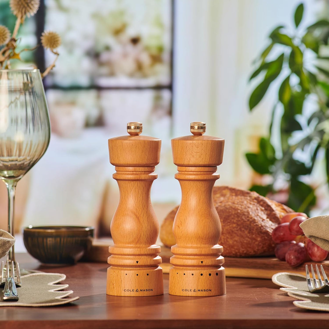 Cole & Mason Salzmühle London – nachfüllbare Gewürzstreuer mit Premium-Holz-Design – verstellbar für