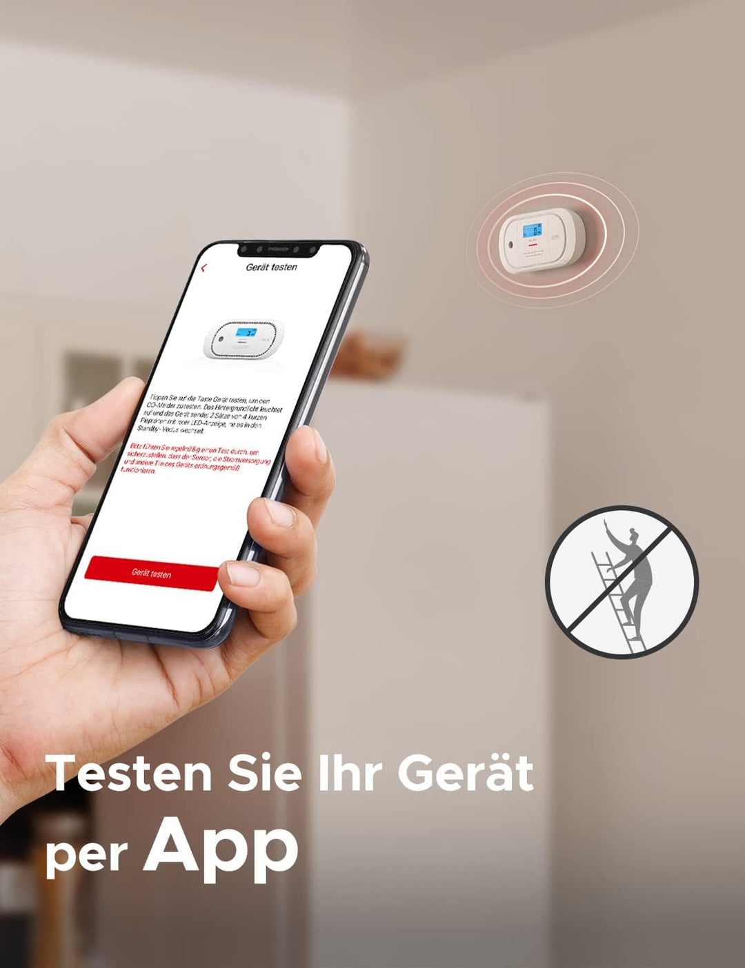 X-Sense Kohlenmonoxid-Melder funktioniert mit der SBS50-Basisstation, verfügt über eine Digitale LCD
