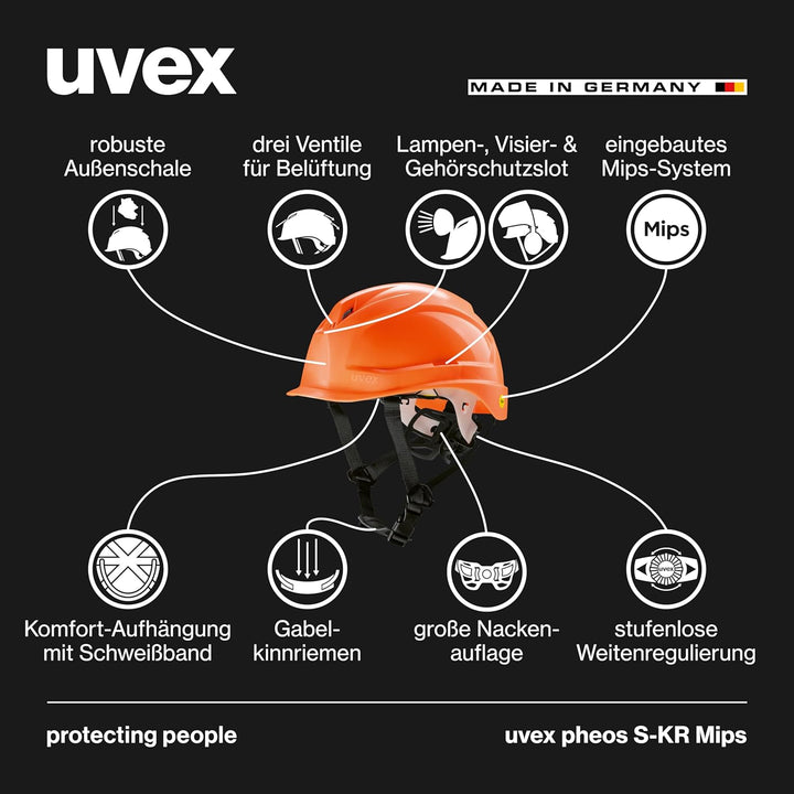 uvex pheos S-KR MIPS Schutzhelm - Industrieschutzhelm - MIPS-Technologie, stufenlose Weitenregulieru