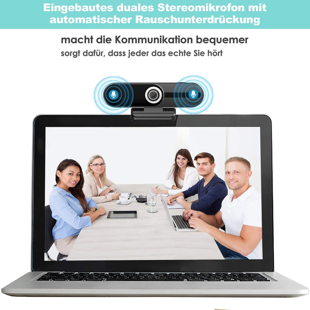 Webcam 4K 1080P mit Mikrofon 8 Megapixel USB Computer Web-Kamera Privatsphäre Auslöser und Stativ, P