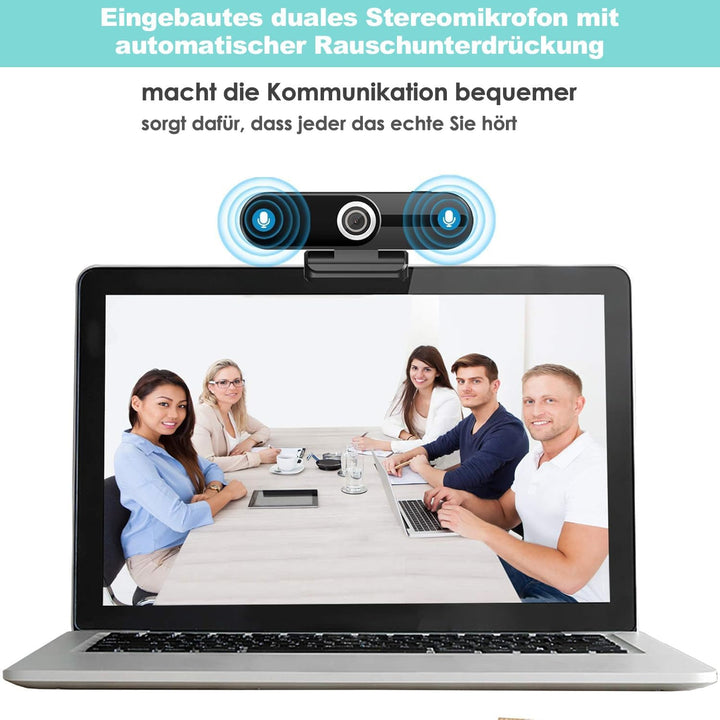 Webcam 4K 1080P mit Mikrofon 8 Megapixel USB Computer Web-Kamera Privatsphäre Auslöser und Stativ, P