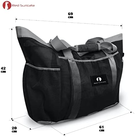 Red Suricata Ra-rso-lamebeba1 Netz-Strandtasche Schwartz/Grau, Schwartz/Grau