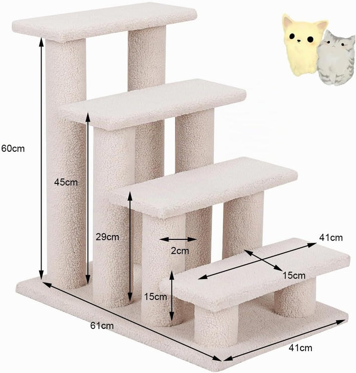 SOARS Katzentreppe, 4-stufige Haustiertreppe, Treppe für Katzen bis 25 kg, Hundetreppe, Kletterbaum