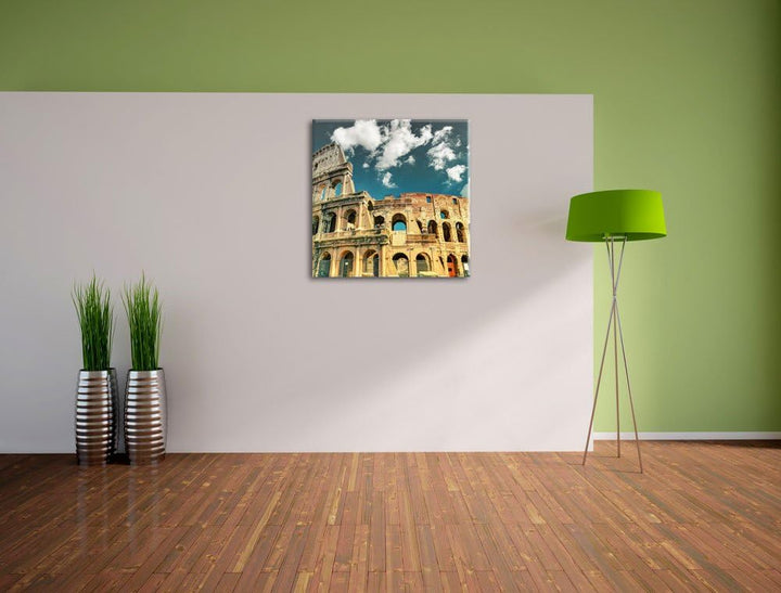Pixxprint Colosseum bei Tag in Rom als Leinwandbild Quadratisch/Grösse: 70x70 / Wandbild/Kunstdruck/